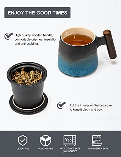 Suyika Ceramic Tea Cup with Infuser and Lid