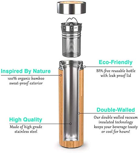 Bamboo Insulated Travel Tea Tumbler - 17oz