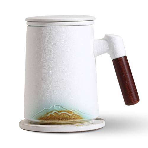 Artistic Mountain Embossed Tea Cup with Infuser