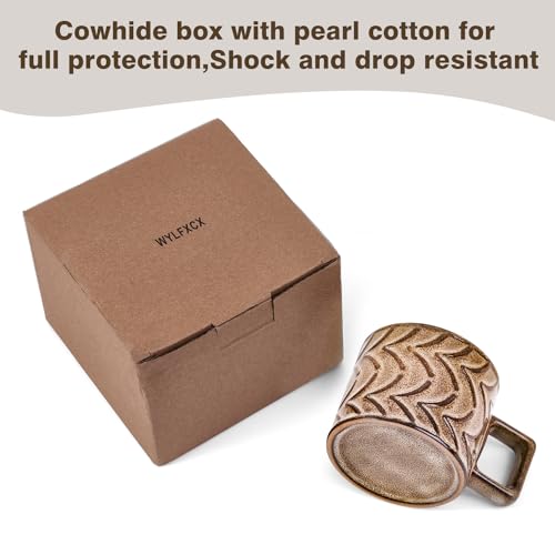 Retro 8 oz Ceramic Coffee Mugs - Brown