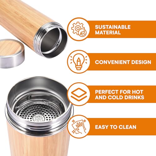 Bruntmor Bamboo Tea Infuser Bottle - 1 Piece