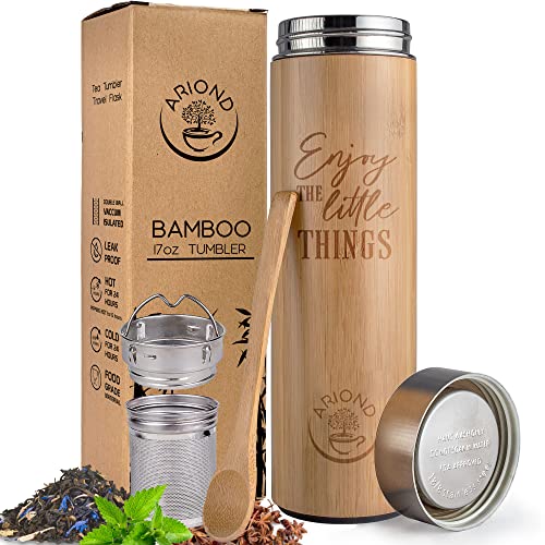 Bamboo Tea Tumbler with Infuser & Strainer