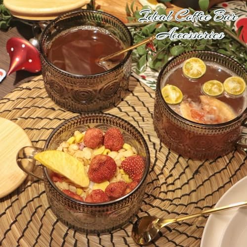 Vintage Green Coffee Mugs Set with Bamboo Lids