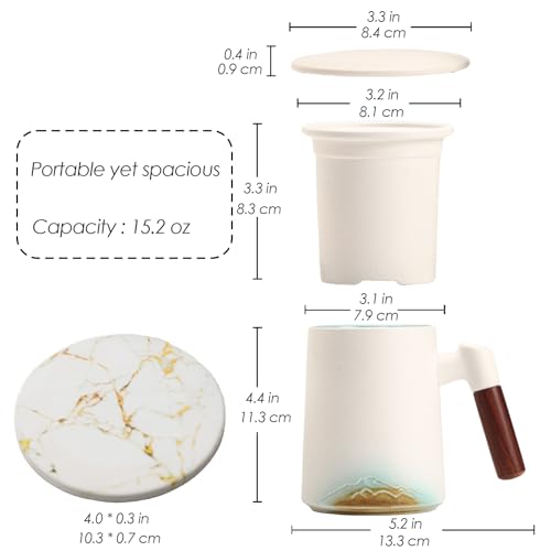 Artistic Mountain Embossed Tea Cup with Infuser