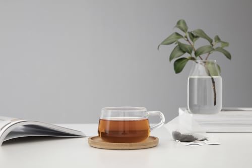 VIVA Bamboo Glass Coffee Mug and Saucer Set