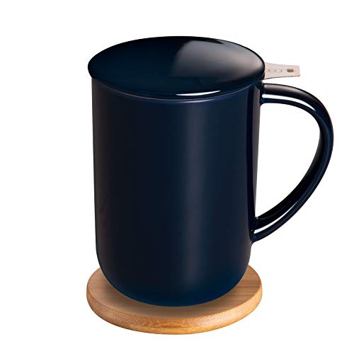 Navy Blue Porcelain Tea Mug with Infuser
