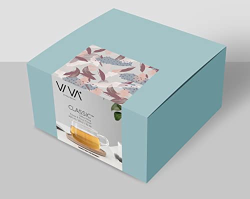 VIVA Bamboo Glass Coffee Mug and Saucer Set