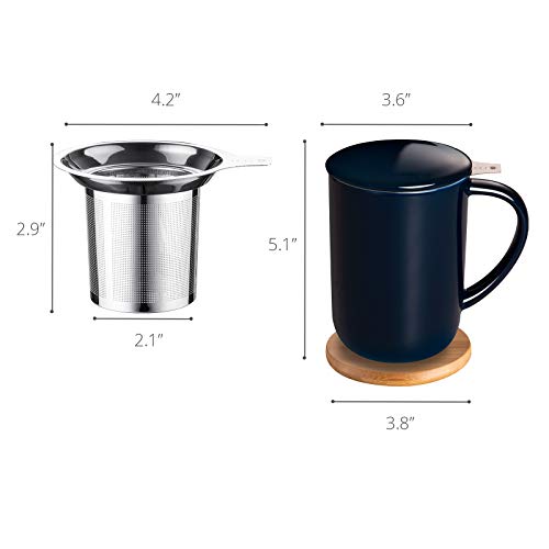 Navy Blue Porcelain Tea Mug with Infuser