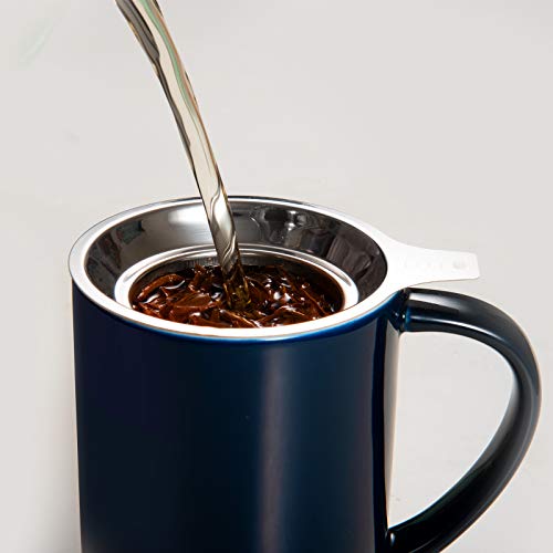Navy Blue Porcelain Tea Mug with Infuser