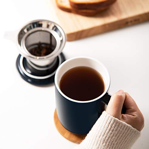 Navy Blue Porcelain Tea Mug with Infuser