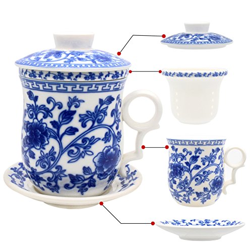 Porcelain Tea Cup Set with Infuser and Saucer