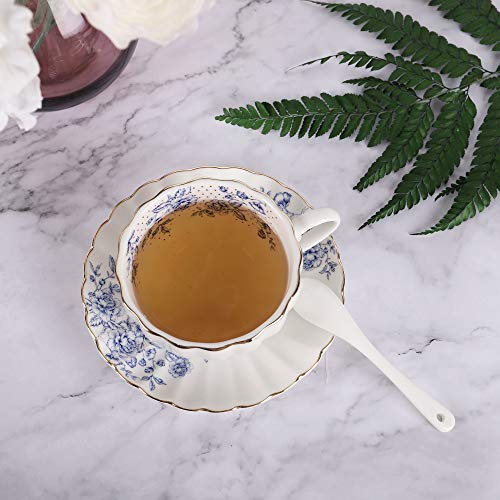 Blue Rose Porcelain Tea Cup and Saucer