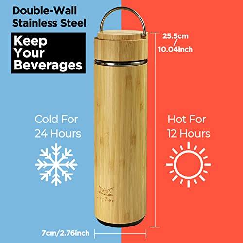 LiveZen 18oz Bamboo Tea Tumbler Gift Set