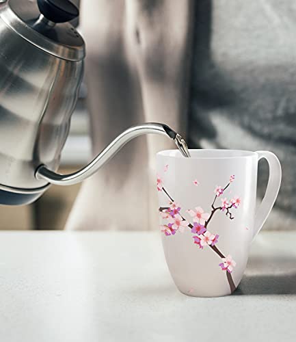 Peach Blossoms Tea Cup with Infuser and Lid