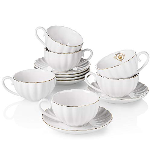 Royal Gold Trim Tea Cup Set - 6 Pieces