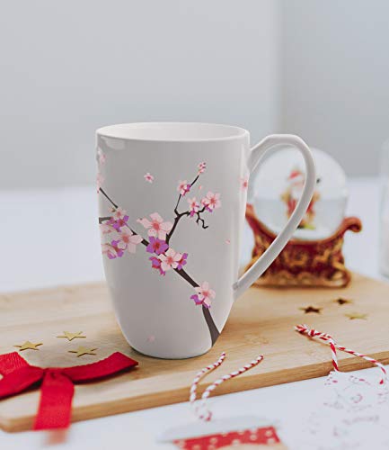 Peach Blossoms Tea Cup with Infuser and Lid