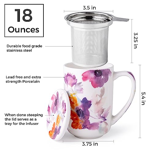 AmorArc Porcelain Infuser Tea Mug, 18 Oz