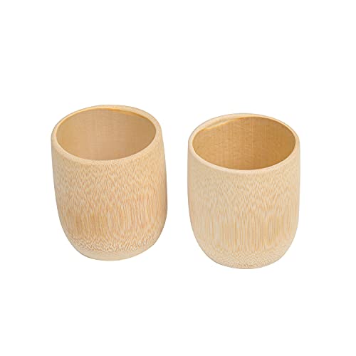 Set of 2 Natural Bamboo Tea Coffee Mugs