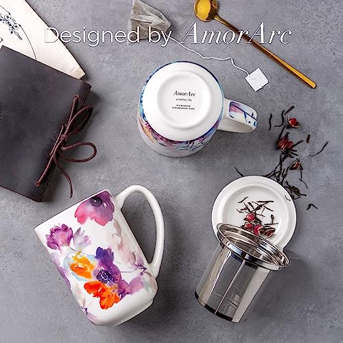 AmorArc Porcelain Infuser Tea Mug, 18 Oz