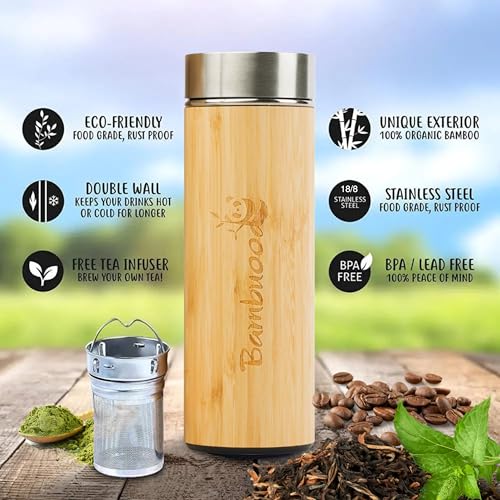 Bamboo Vacuum Insulated Tumbler for Tea & Coffee