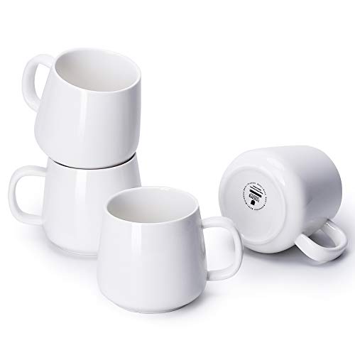 Stylish White Porcelain Coffee Mugs Set of 4