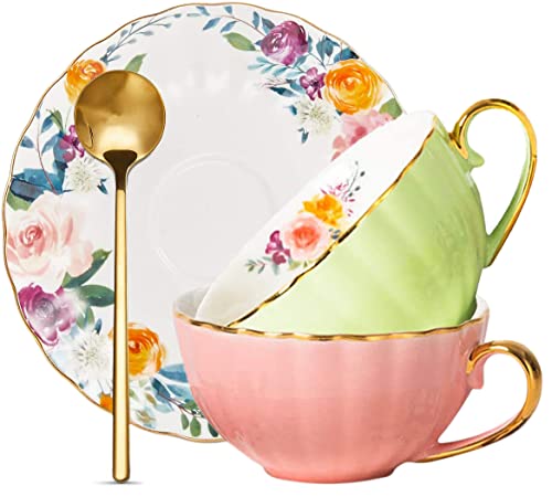 Floral Porcelain Tea Cup and Saucer Set