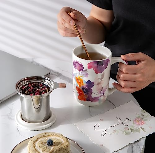 AmorArc Porcelain Infuser Tea Mug, 18 Oz