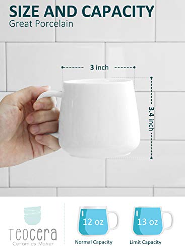 Stylish White Porcelain Coffee Mugs Set of 4