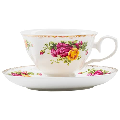 Vintage Floral Porcelain Tea Cup and Saucer Set