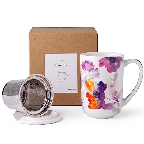 AmorArc Porcelain Infuser Tea Mug, 18 Oz