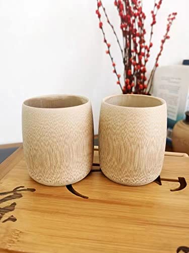 Set of 2 Natural Bamboo Tea Coffee Mugs