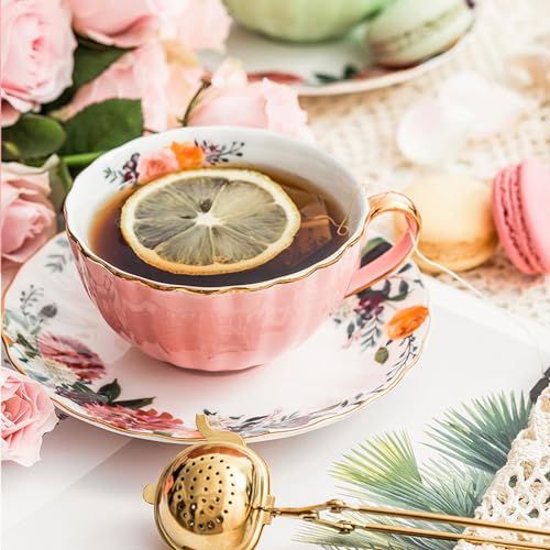 Floral Porcelain Tea Cup and Saucer Set