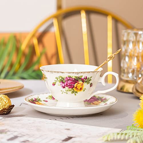 Vintage Floral Porcelain Tea Cup and Saucer Set