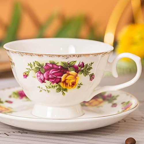 Vintage Floral Porcelain Tea Cup and Saucer Set