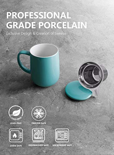 Turquoise Porcelain Tea Mug with Infuser and Lid