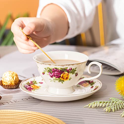 Vintage Floral Porcelain Tea Cup and Saucer Set