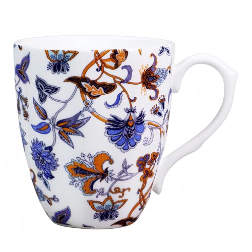 Floral Porcelain Coffee Mug - 14oz Blue Gift