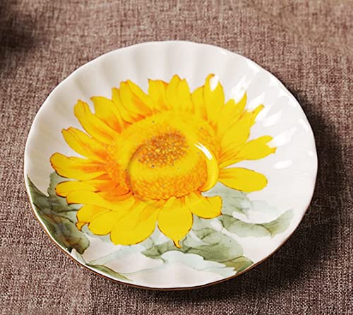 Vintage Sunflower Ceramic Teacup and Saucer Set