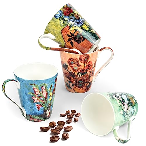AOTELIDA 4-Pack Art Print Coffee Mugs