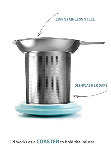 Turquoise Porcelain Tea Mug with Infuser and Lid