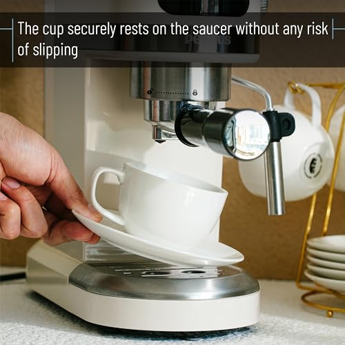 Set of 6 White Porcelain Tea Cups & Saucers