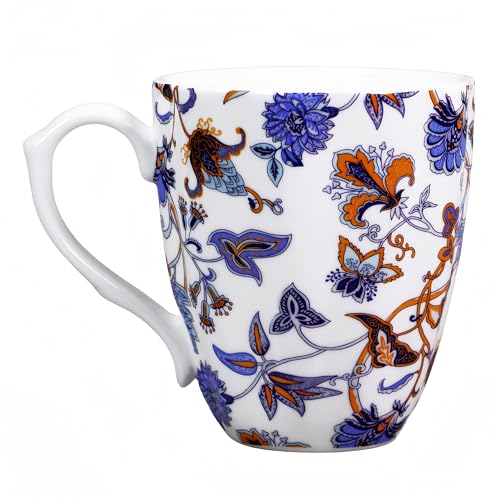Floral Porcelain Coffee Mug - 14oz Blue Gift