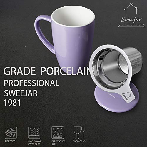 Sweejar Porcelain Tea Mug with Infuser - Purple