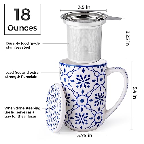 AmorArc 18 Oz Porcelain Tea Mug with Infuser