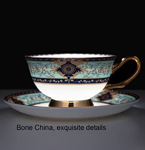 Sky Blue Bone China Tea Cup & Saucer Set