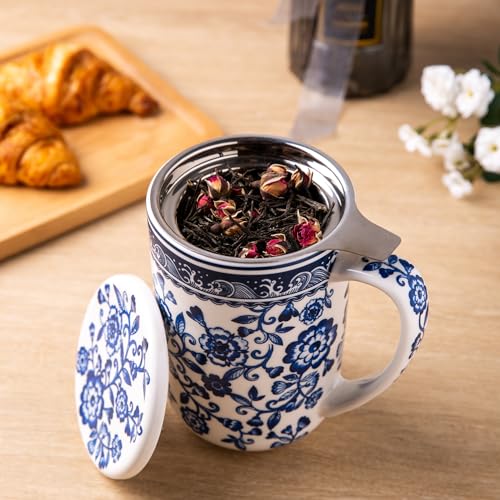 AmorArc 18 Oz Porcelain Tea Mug with Infuser