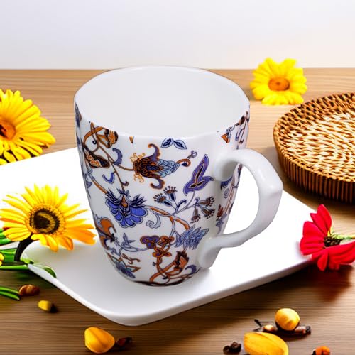 Floral Porcelain Coffee Mug - 14oz Blue Gift