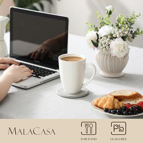 Malacasa Ivory White Coffee Mugs Set of 6