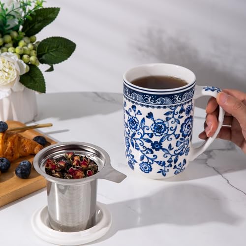 AmorArc 18 Oz Porcelain Tea Mug with Infuser