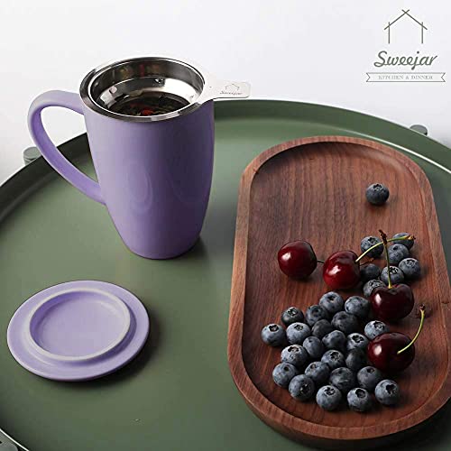 Sweejar Porcelain Tea Mug with Infuser - Purple